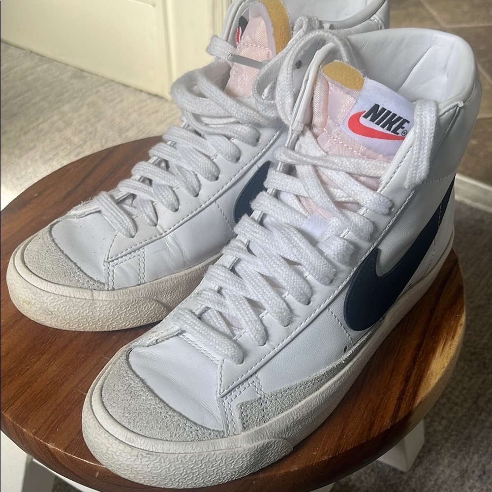 Nike White and Black High-Top Sneakers